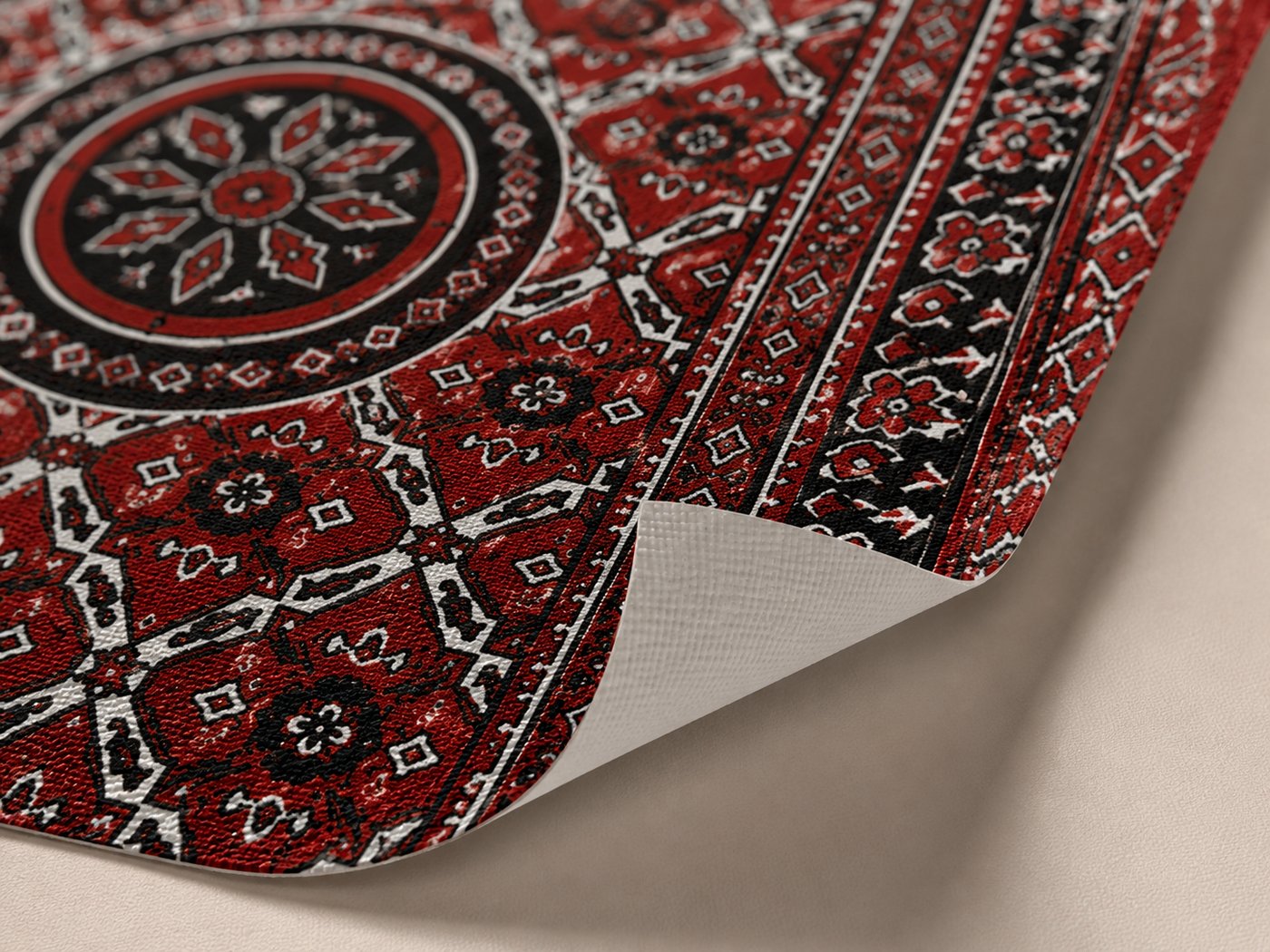 Macro shot of the Ajrak skin's cast vinyl material curl