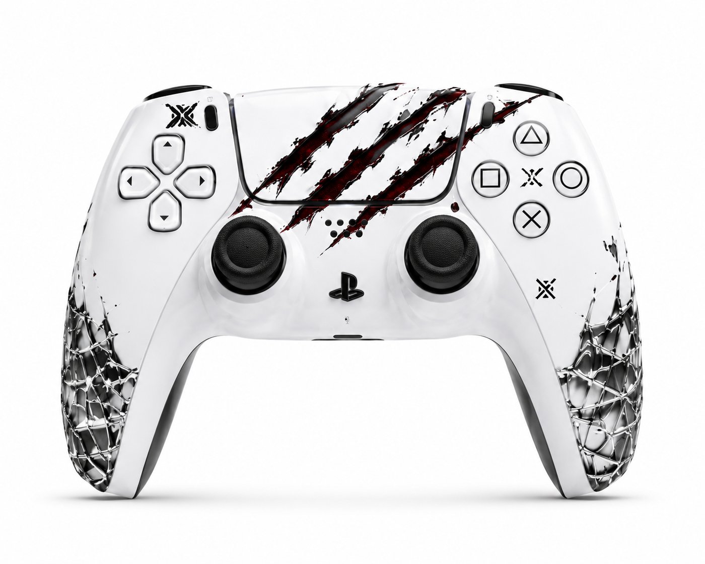 Weapon X DualSense controller skin, studio shot
